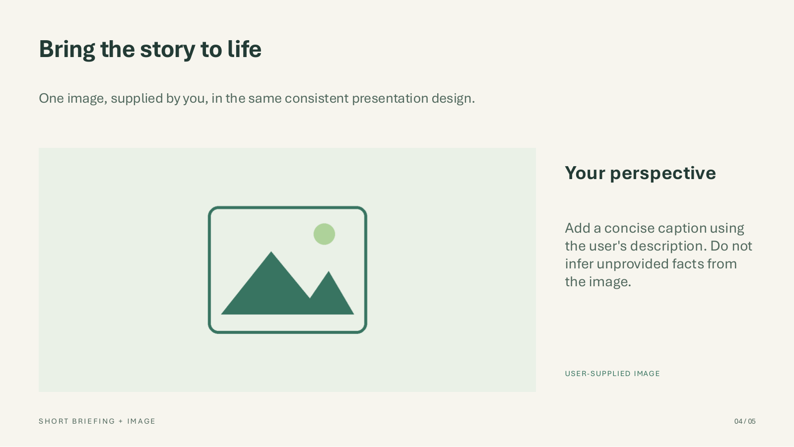 Authored image template slide 4, with a large generic image placeholder and caption area.